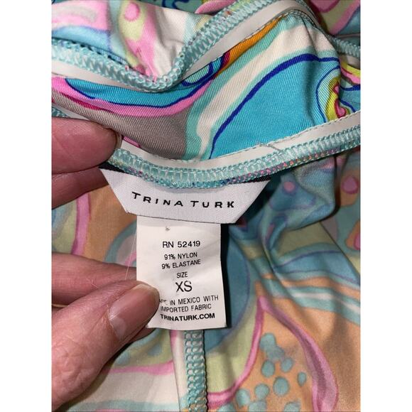 Trina Turk Cosmos Jumpsuit Womens XS CoverUp Vibrant Funky Colorful Green Aqua - Picture 5 of 10